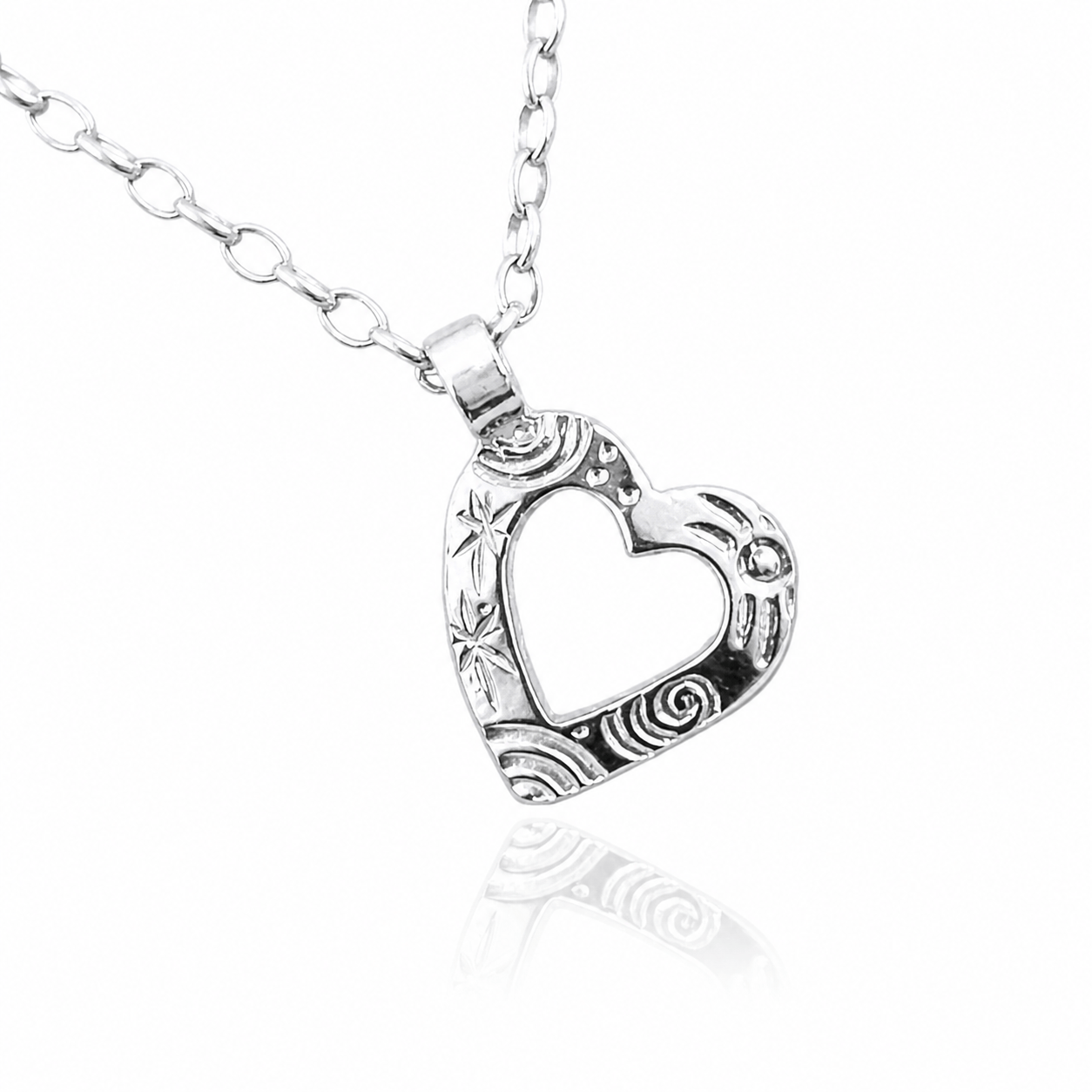 Heaven | Sterling Silver Heart Bell Chain Pendant Small
