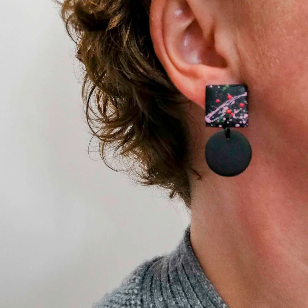 Hiro Black Splash | Stud Earrings