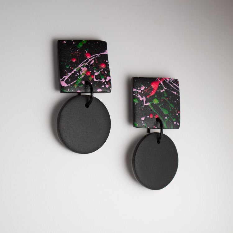 Hiro Black Splash | Stud Earrings
