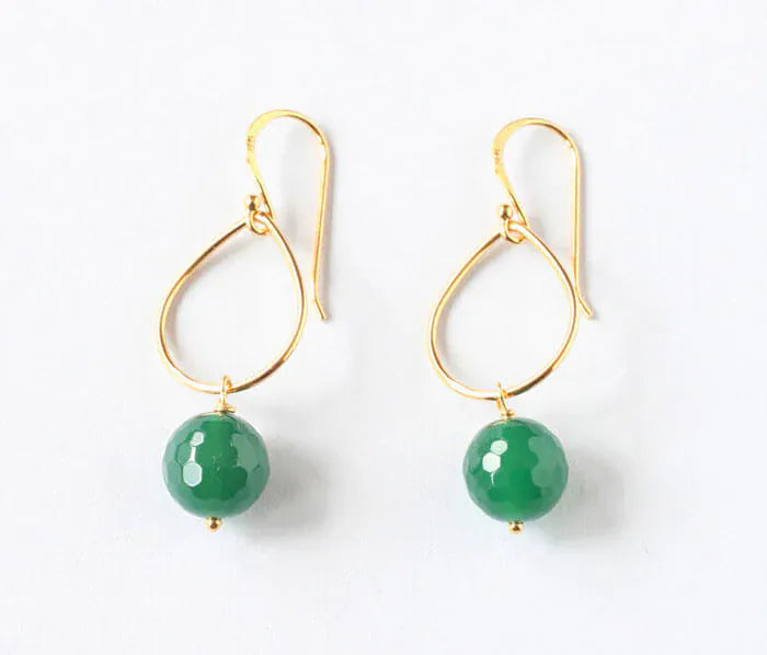 ILgemstones Beaded Hoop Earrings | Green Agate