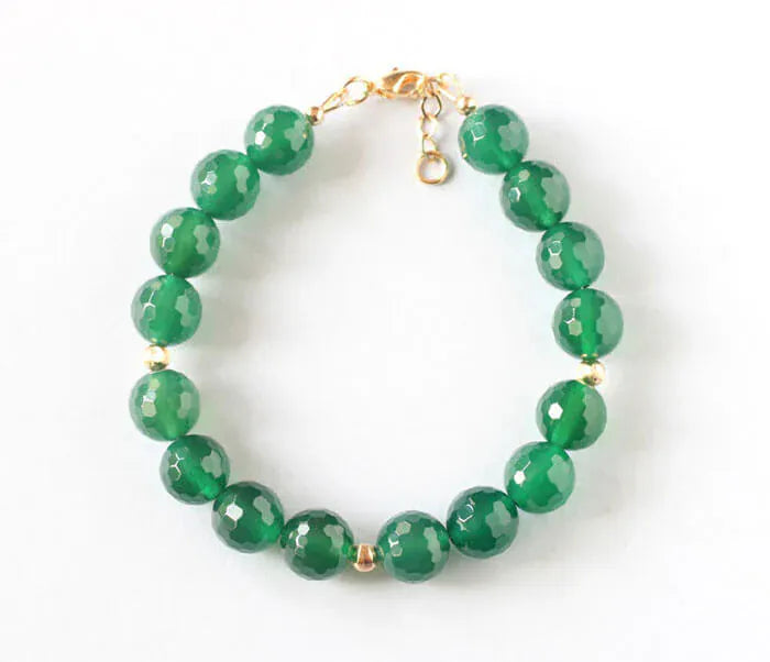 ILgemstones Gold Vermeil Beaded Bracelet | Green Agate