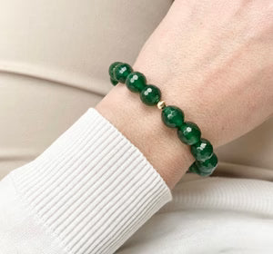 ILgemstones Gold Vermeil Beaded Bracelet | Green Agate