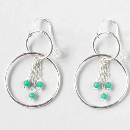 ILgemstones Green Agate | Silver Hoops