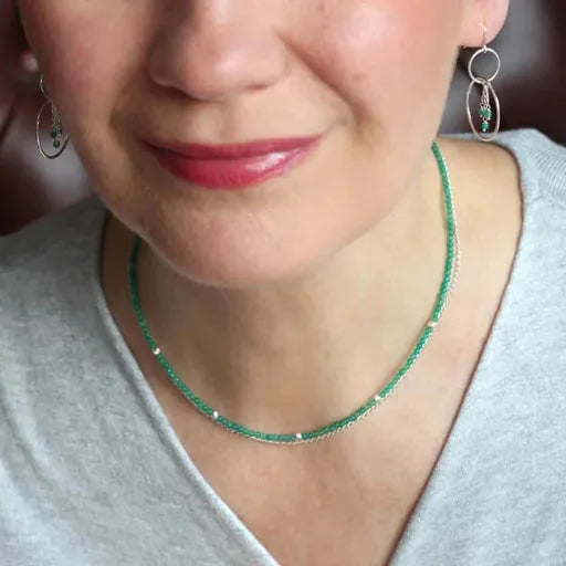 ILgemstones Green Agate | Silver Hoops