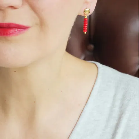 ILgemstones Red Coral | Gold Studs