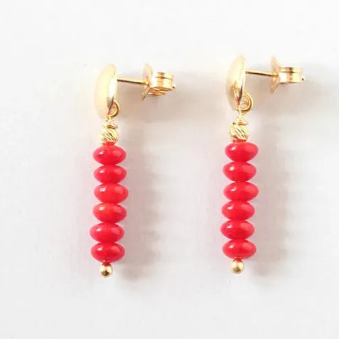 ILgemstones Red Coral | Gold Studs