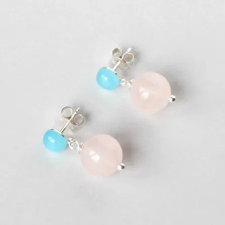 ILgemstones Silver Studs | Rose Quartz