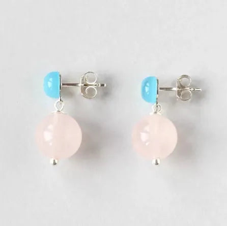 ILgemstones Silver Studs | Rose Quartz