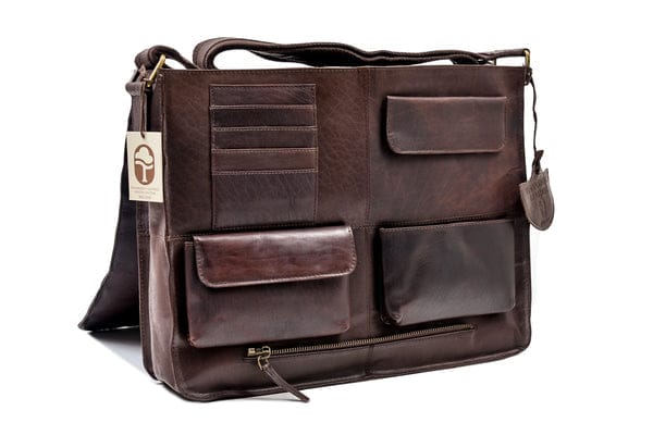 Tinnakeenly Leathers Large Satchel Bag - Brown