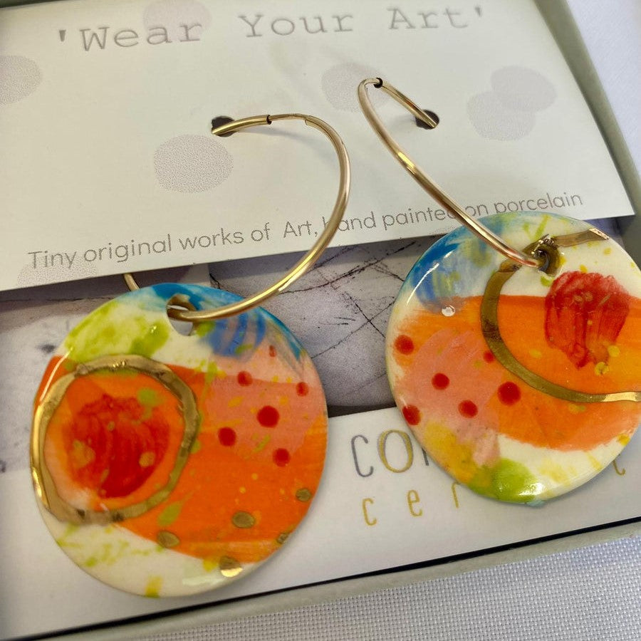 Wear Your Art | Drop Earrings Red Green Small