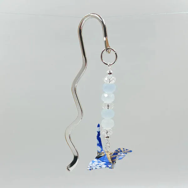 Japanese Papercraft Aquamarine & Sodalite | Crane Bookmark