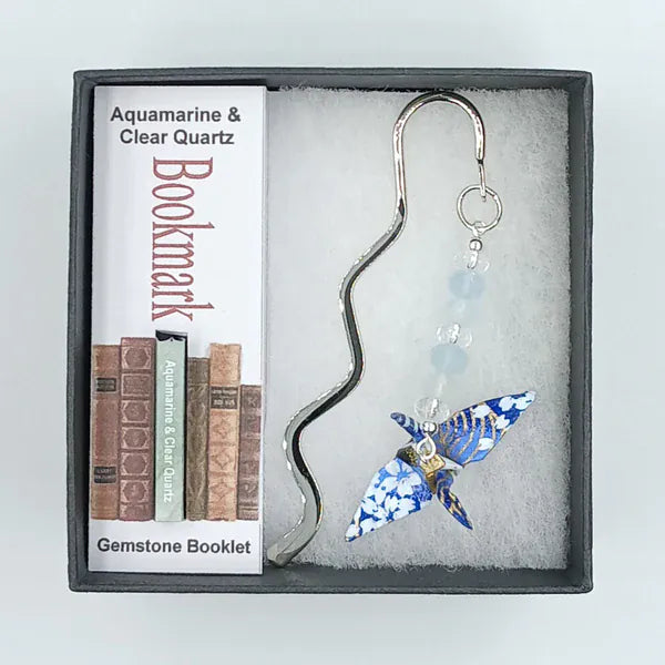 Japanese Papercraft Aquamarine & Sodalite | Crane Bookmark