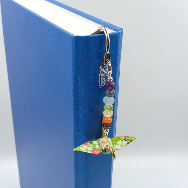 Japanese Papercraft Bright Green Chakra | Crane Bookmark