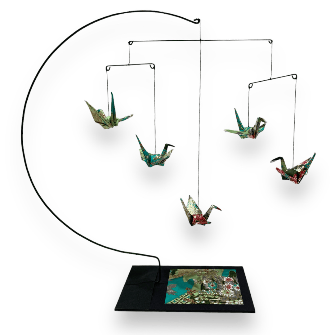 Japanese Papercraft Handmade Origami | Green Crane Mobile