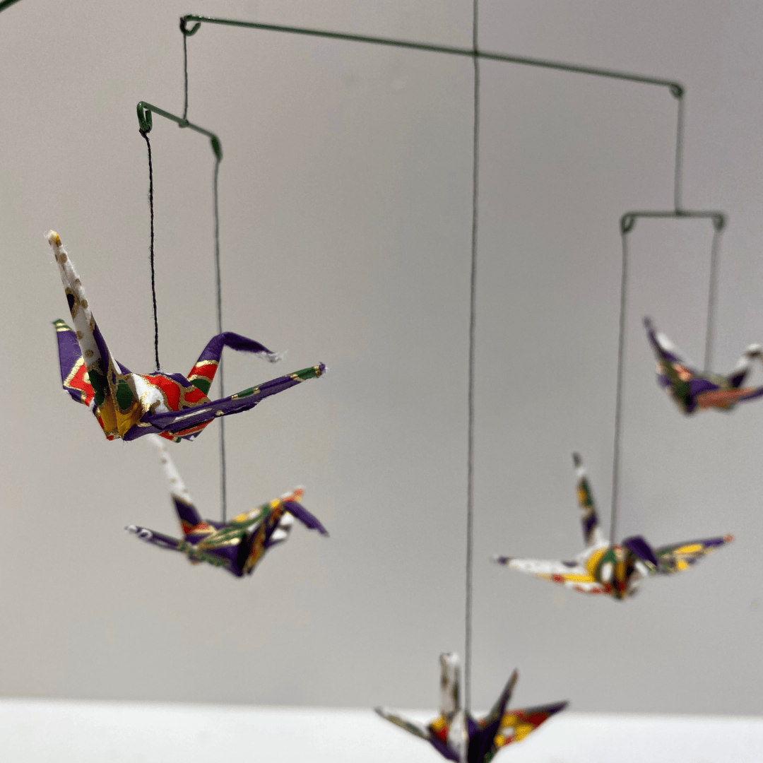 Japanese Papercraft Handmade Origami | Purple Crane Mobile