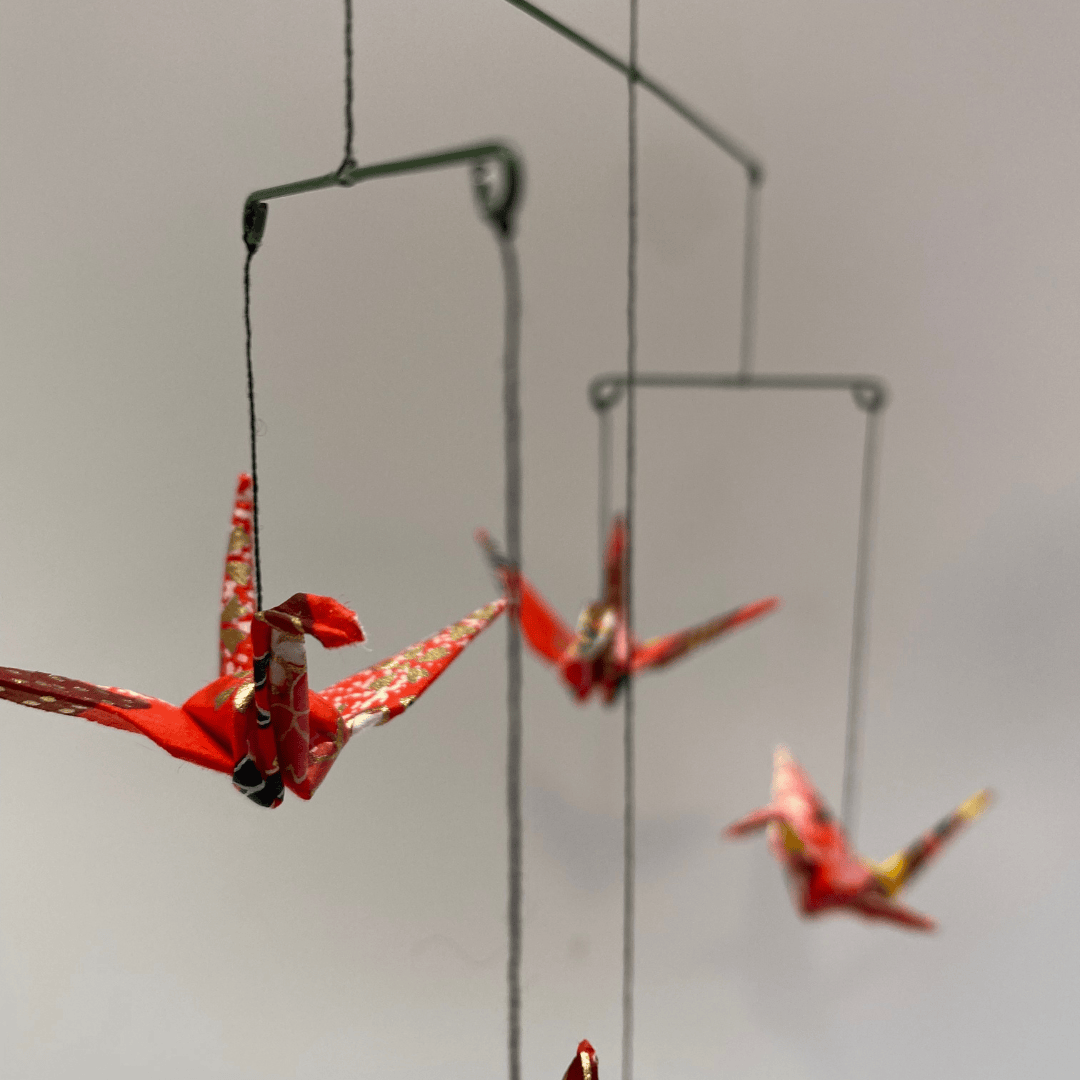 Japanese Papercraft Handmade Origami | Red Crane Mobile