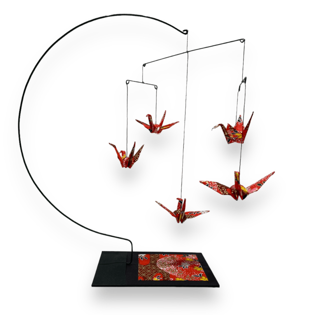 Japanese Papercraft Handmade Origami | Red Crane Mobile