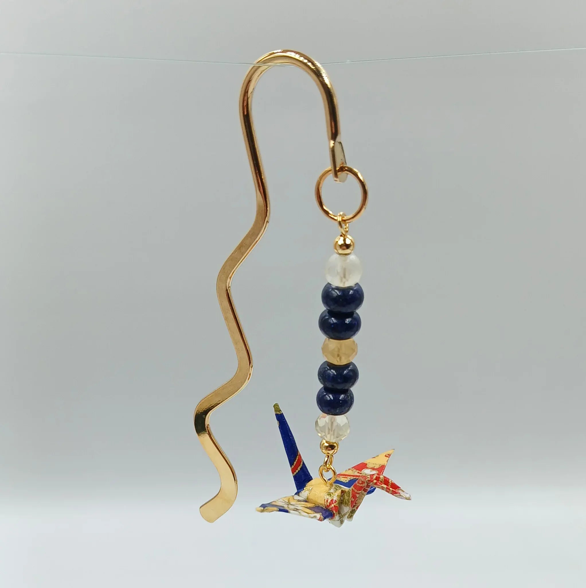 Japanese Papercraft Lapis Lazuli & Citrine | Crane Bookmark
