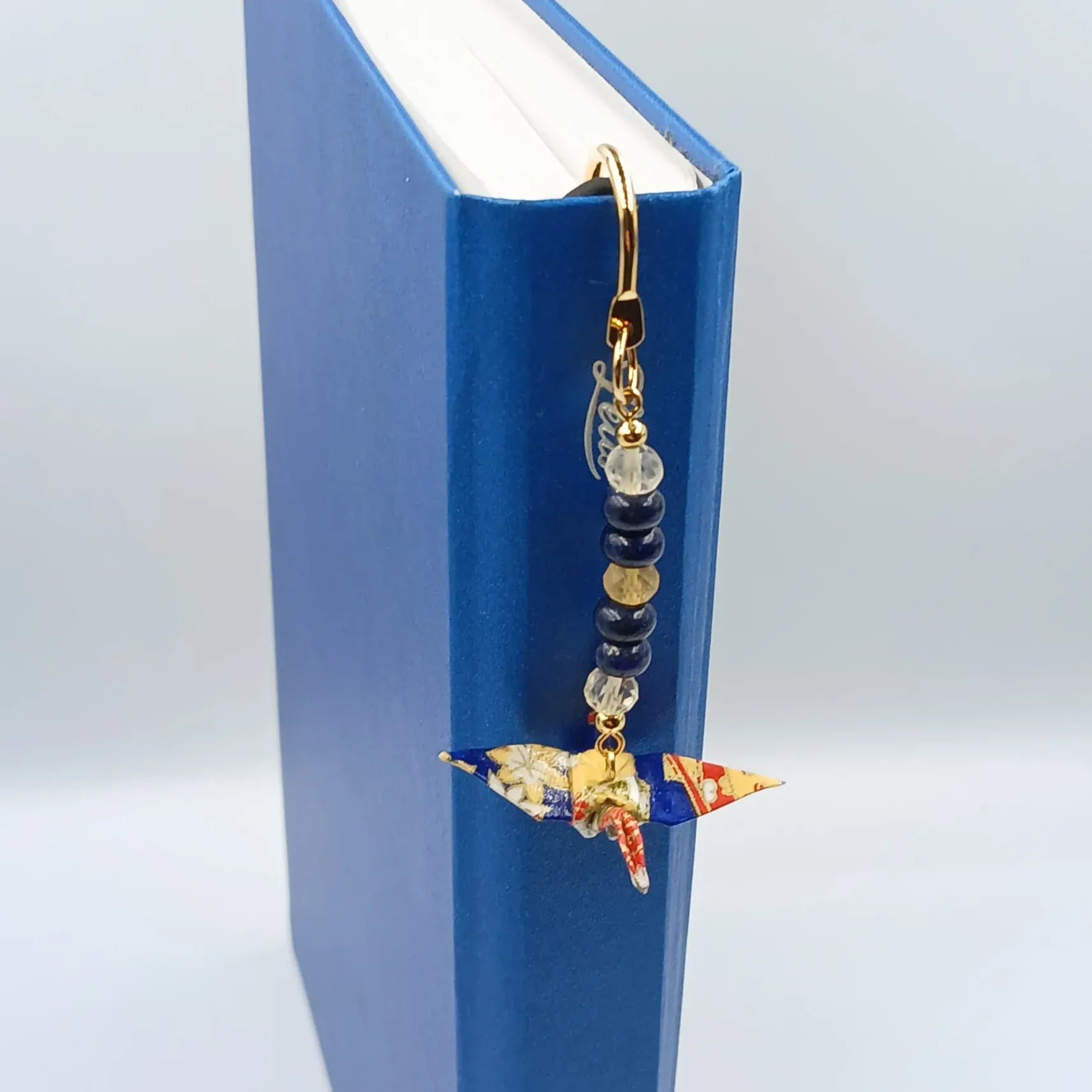 Japanese Papercraft Lapis Lazuli & Citrine | Crane Bookmark