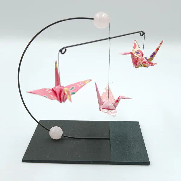 Japanese Papercraft Rose Quartz | Mini Crane Mobile