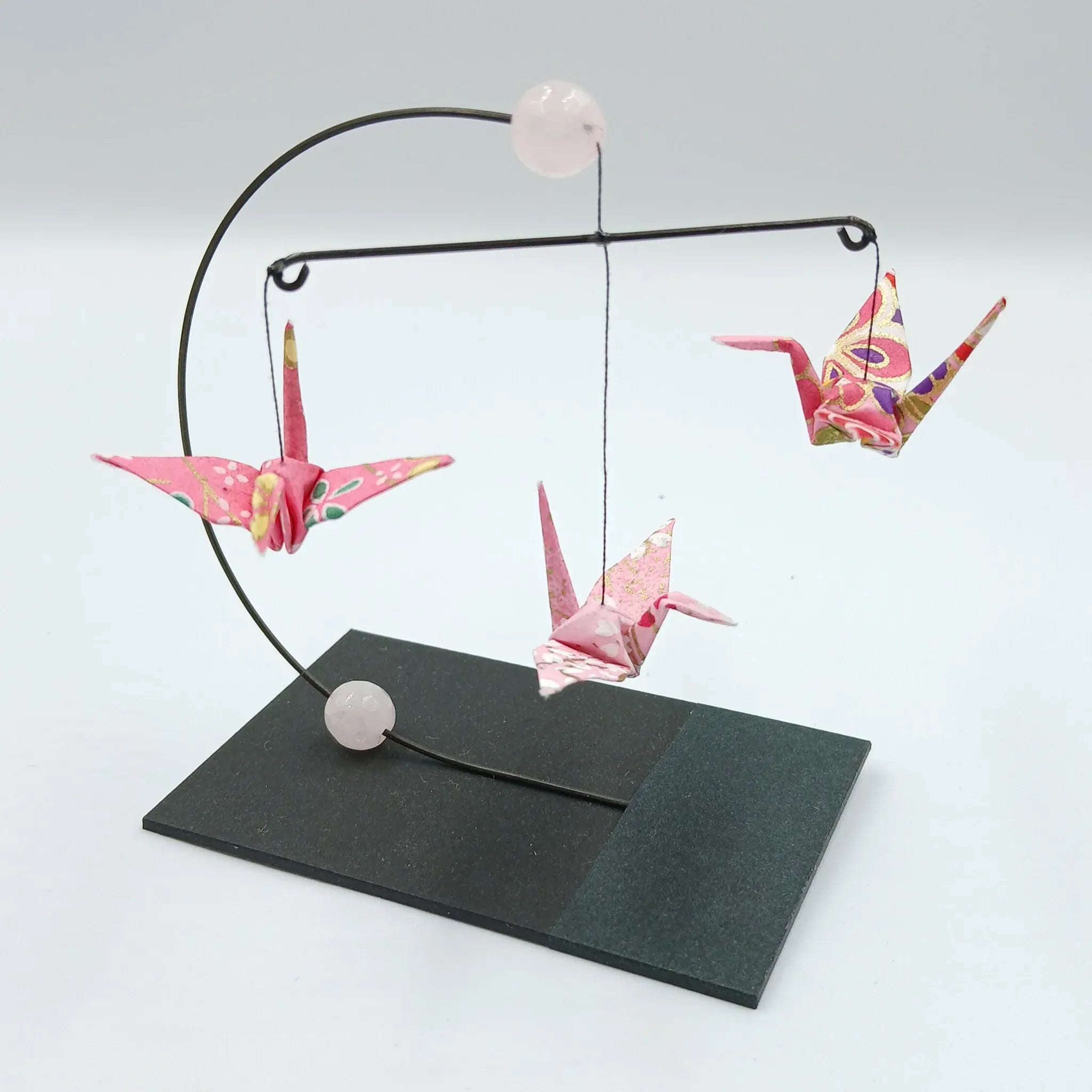 Japanese Papercraft Rose Quartz | Mini Crane Mobile