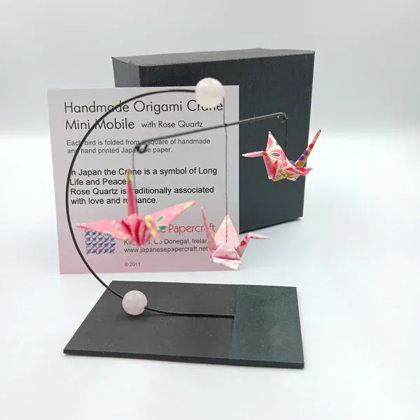 Japanese Papercraft Rose Quartz | Mini Crane Mobile