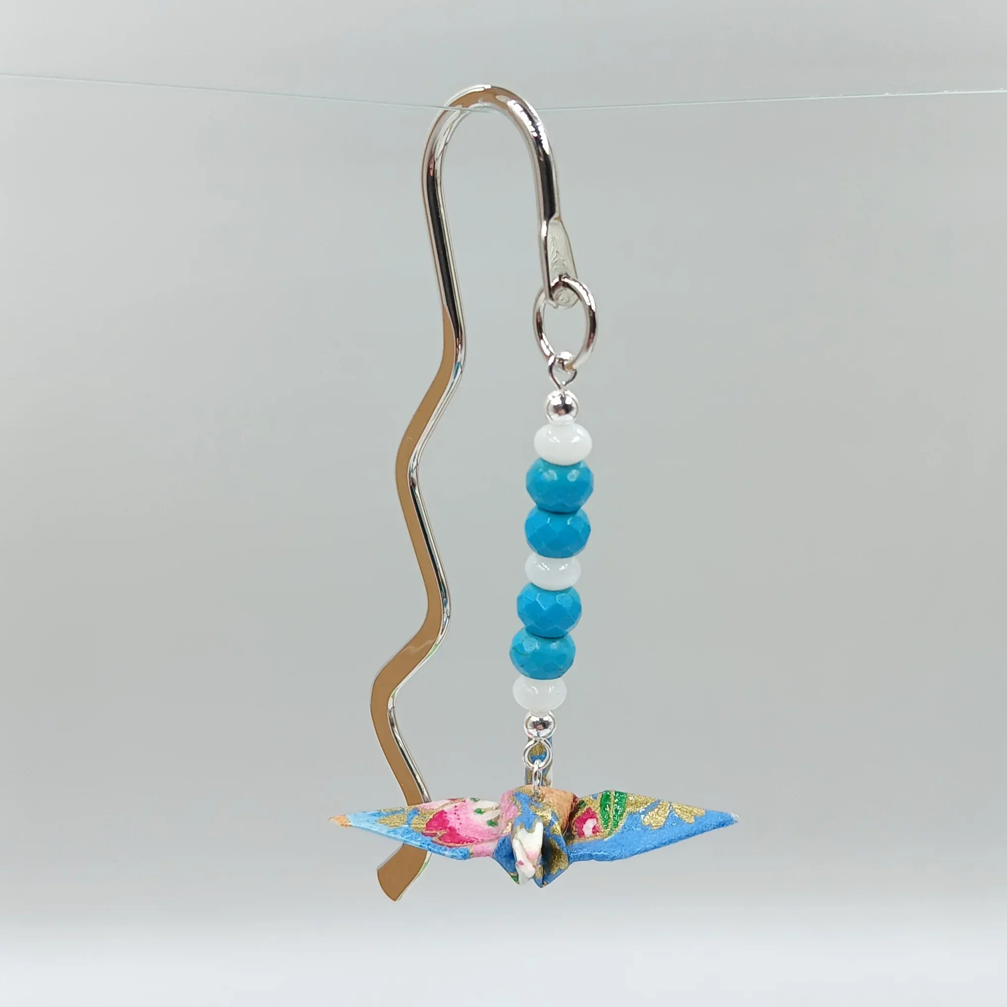 Japanese Papercraft Turquoise & Mother of Pearl | Crane Bookmark