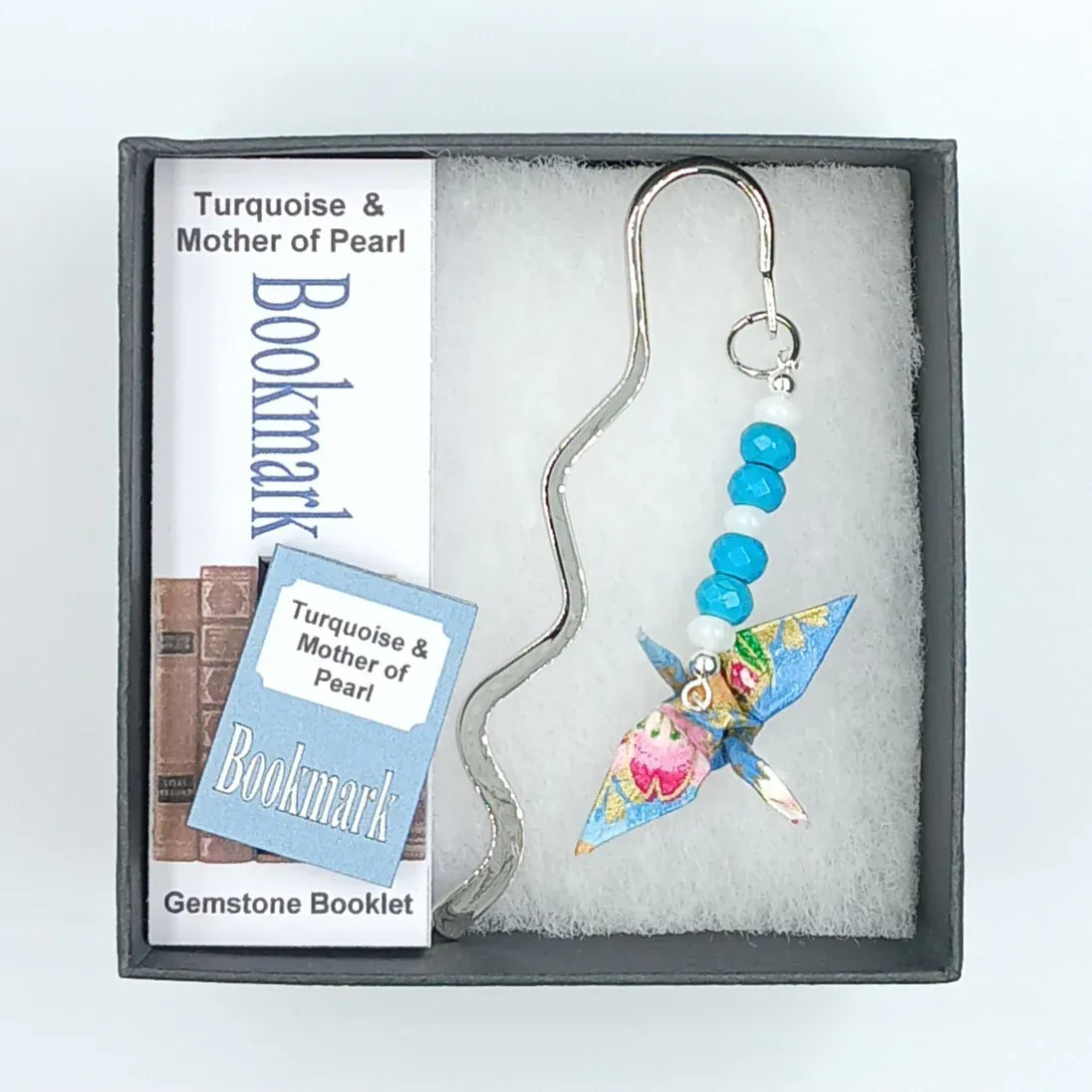 Japanese Papercraft Turquoise & Mother of Pearl | Crane Bookmark