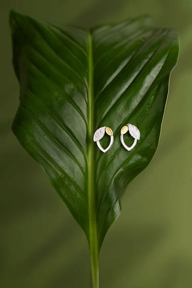 Jill Graham Earrings Crown Of Laurels | Sterling Silver & Gold Small Studs