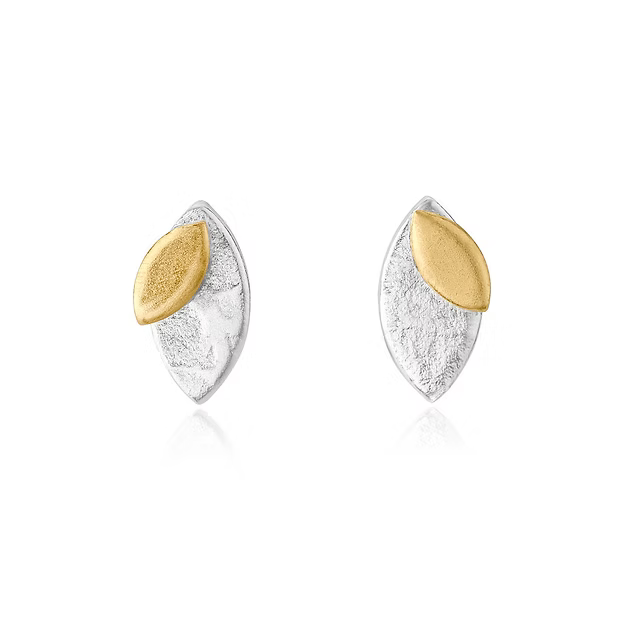 Jill Graham Earrings Crown Of Laurels | Sterling Silver & Gold Tiny Studs