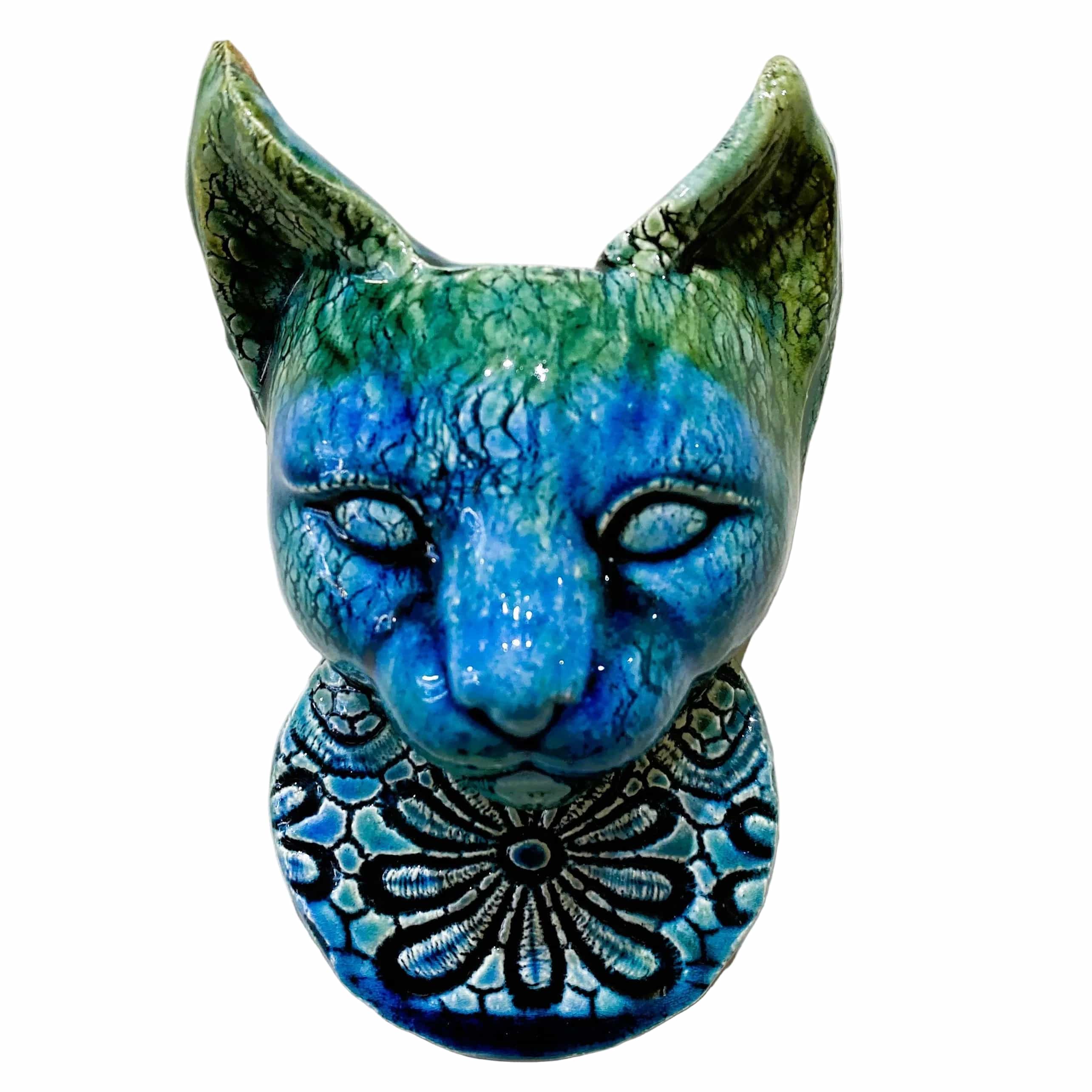 Julian Smith Turqoise Blue Cat | Raku Ceramic