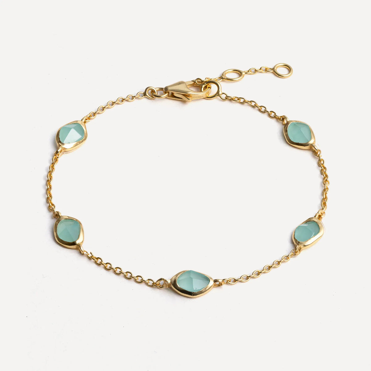 Juvi Bracelets/Bangles Stepping Stone Bracelet | Aqua Chaceldony & Gold Vermeil