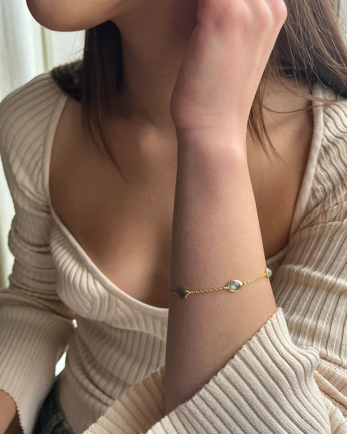 Juvi Bracelets/Bangles Stepping Stone Bracelet | Labradorite & Gold Vermeil