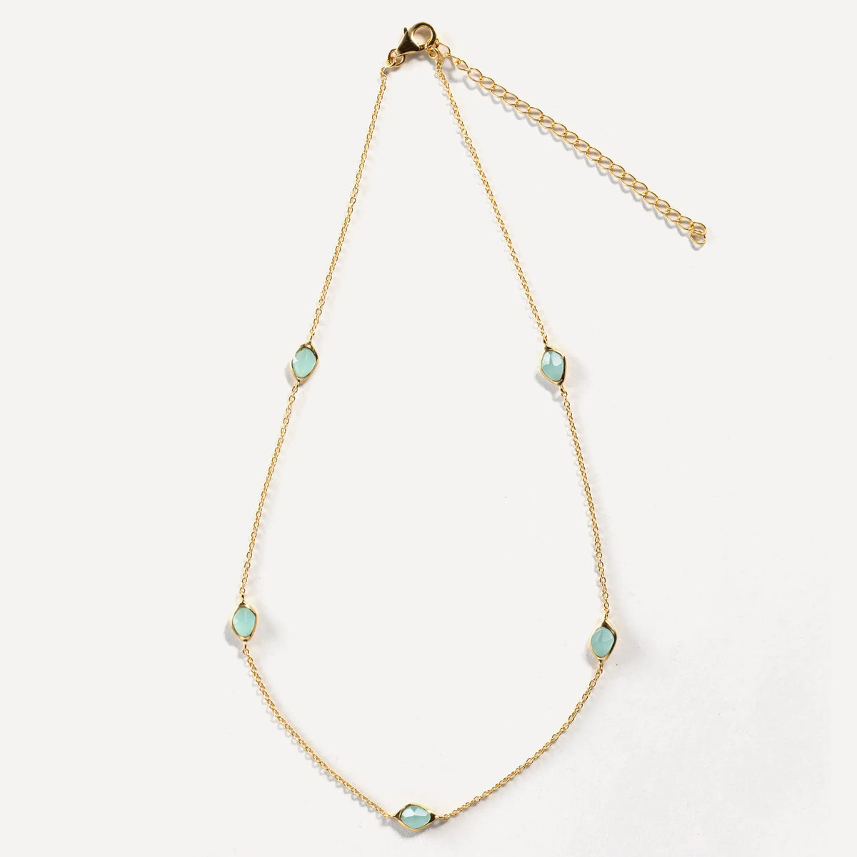 Juvi Pendants/Necklaces Stepping Stone Necklace | Aqua Chaceldony & Gold Vermeil