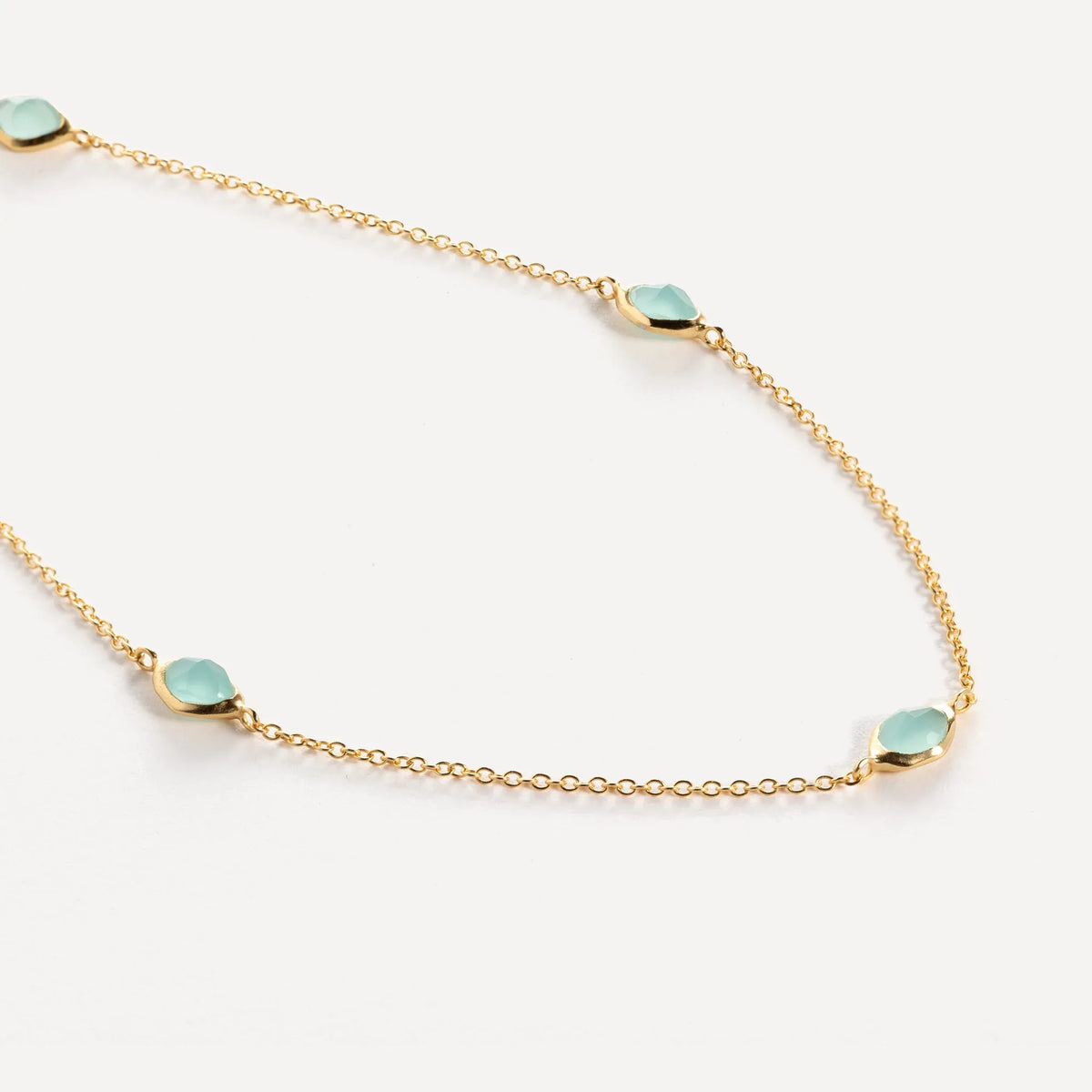 Juvi Pendants/Necklaces Stepping Stone Necklace | Aqua Chaceldony & Gold Vermeil