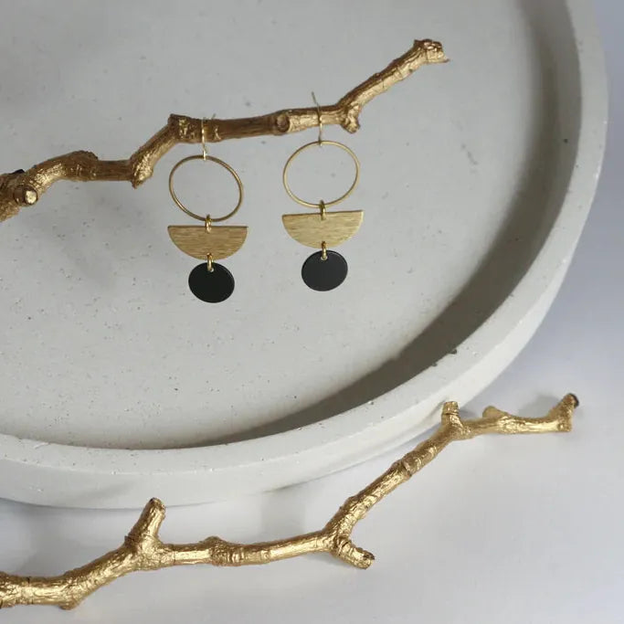 Kaiko Black & Brass | Semicircle Earrings