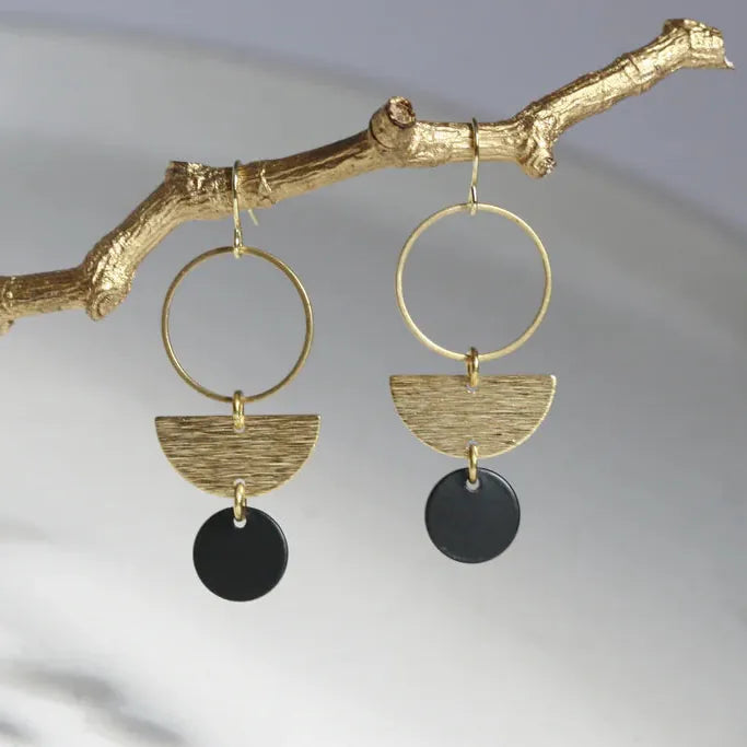 Kaiko Black & Brass | Semicircle Earrings