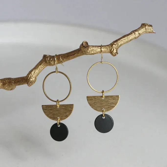 Kaiko Black & Brass | Semicircle Earrings