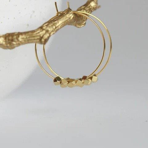 Kaiko Earrings Geometric Cubed Beads | Brass Earrings