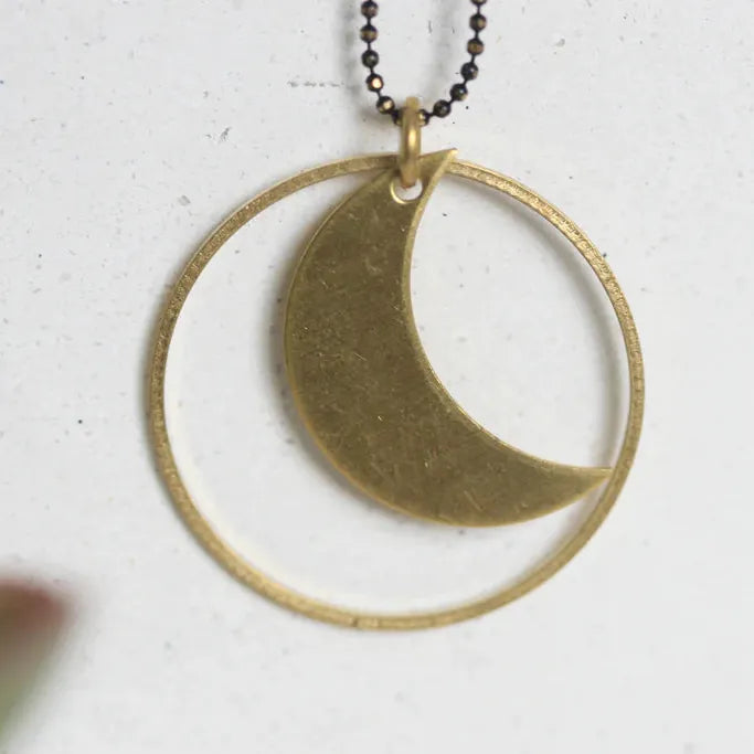 Kaiko Geometric & Brass | Crescent Moon Necklace