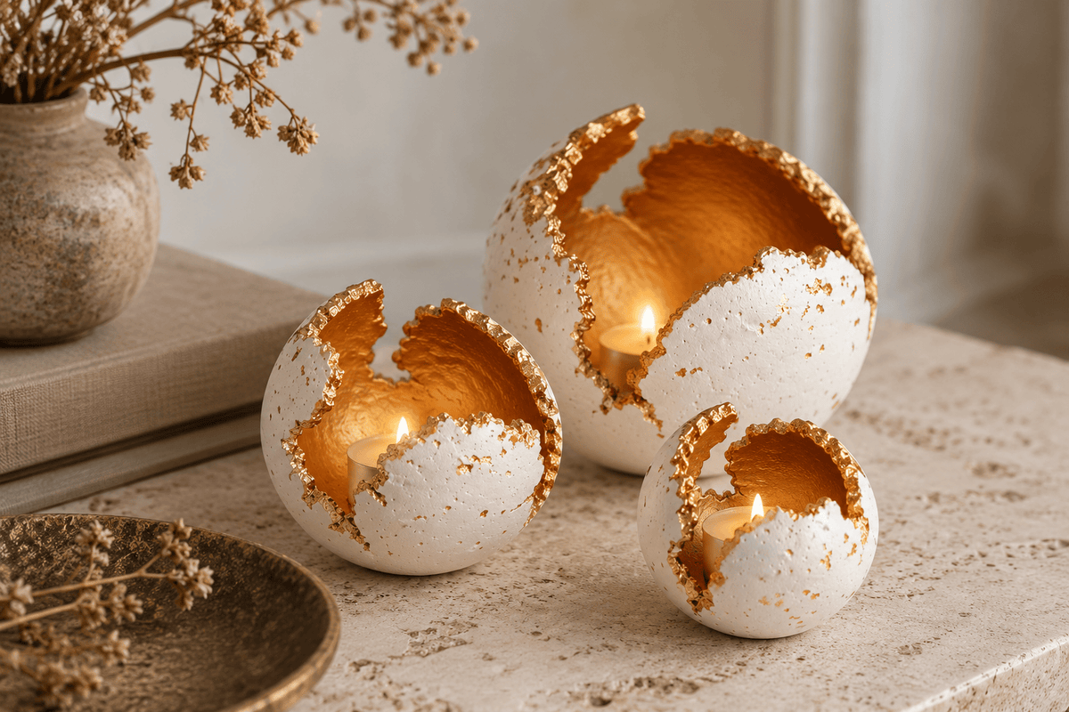 Kaiko Homewares Ceramics & Sculptures Decorative Concrete Sphere | White