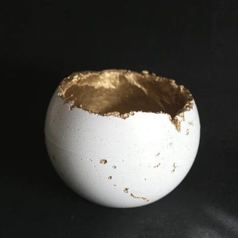 Kaiko Homewares White & Gold | Concrete Bowl