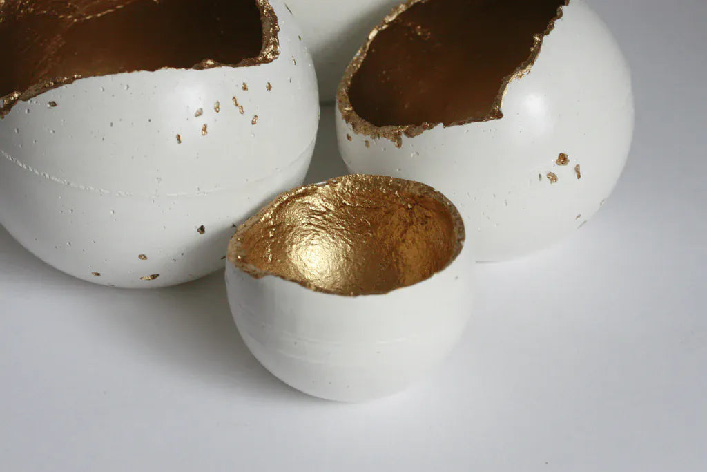 Kaiko Homewares White & Gold | Concrete Bowl