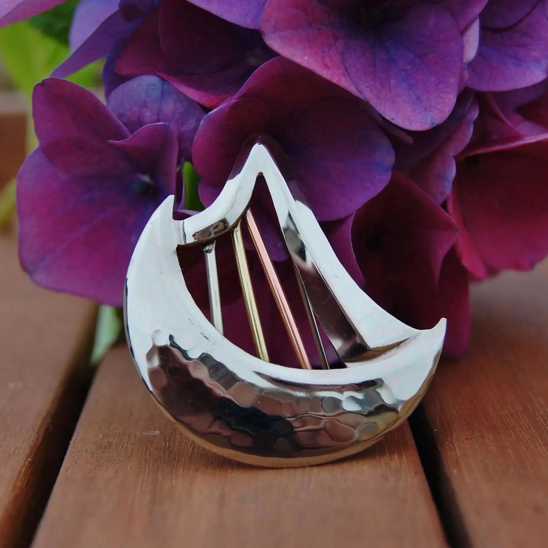 Kieran Cunningham Harp Moon | Brooch Silver with Brass and Copper Detail