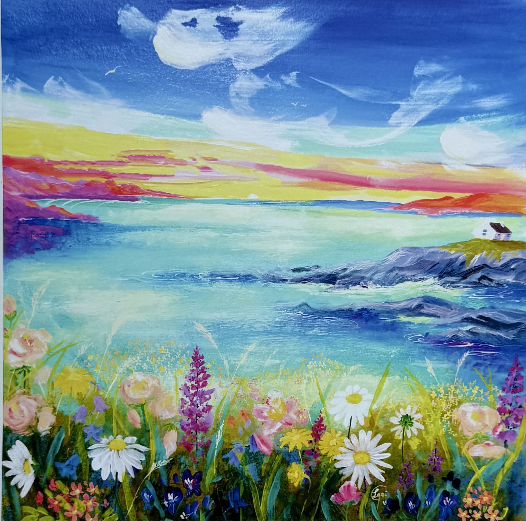 Lani Gregory Let's Swim In The Sea & Lie In The Flowers | Framed Art Print