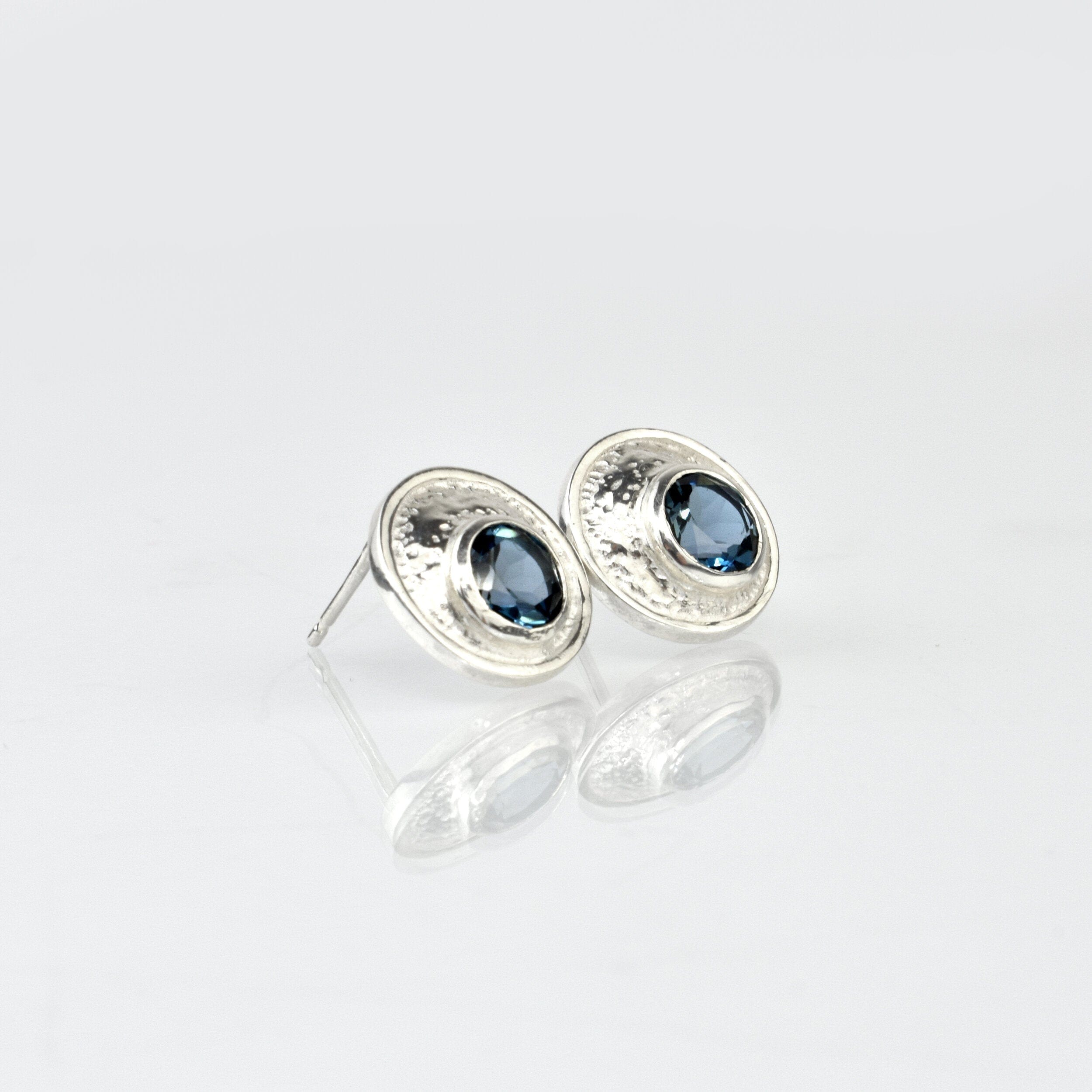Martina Hamilton Earrings Blue Moon | Sterling Silver and Semi Precious Stone Stud Earrings Small