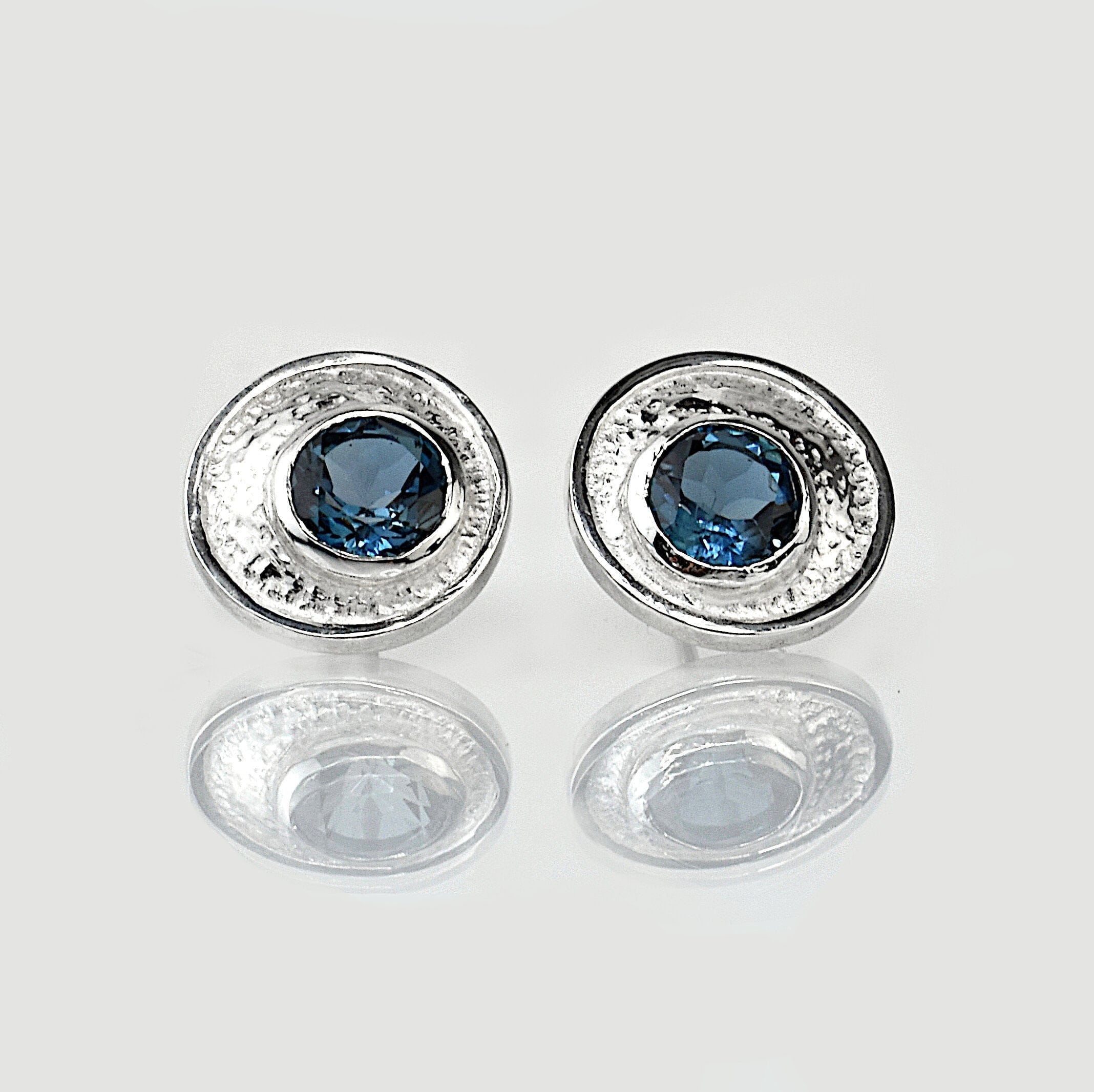 Martina Hamilton Earrings Blue Moon | Sterling Silver and Semi Precious Stone Stud Earrings Small