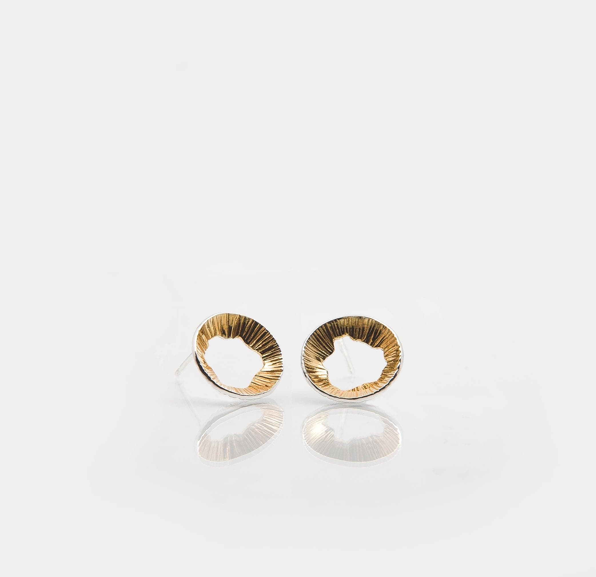 Martina Hamilton Earrings Golden Shore | Sterling Silver and 22ct Gold Plated Stud Earrings Petite