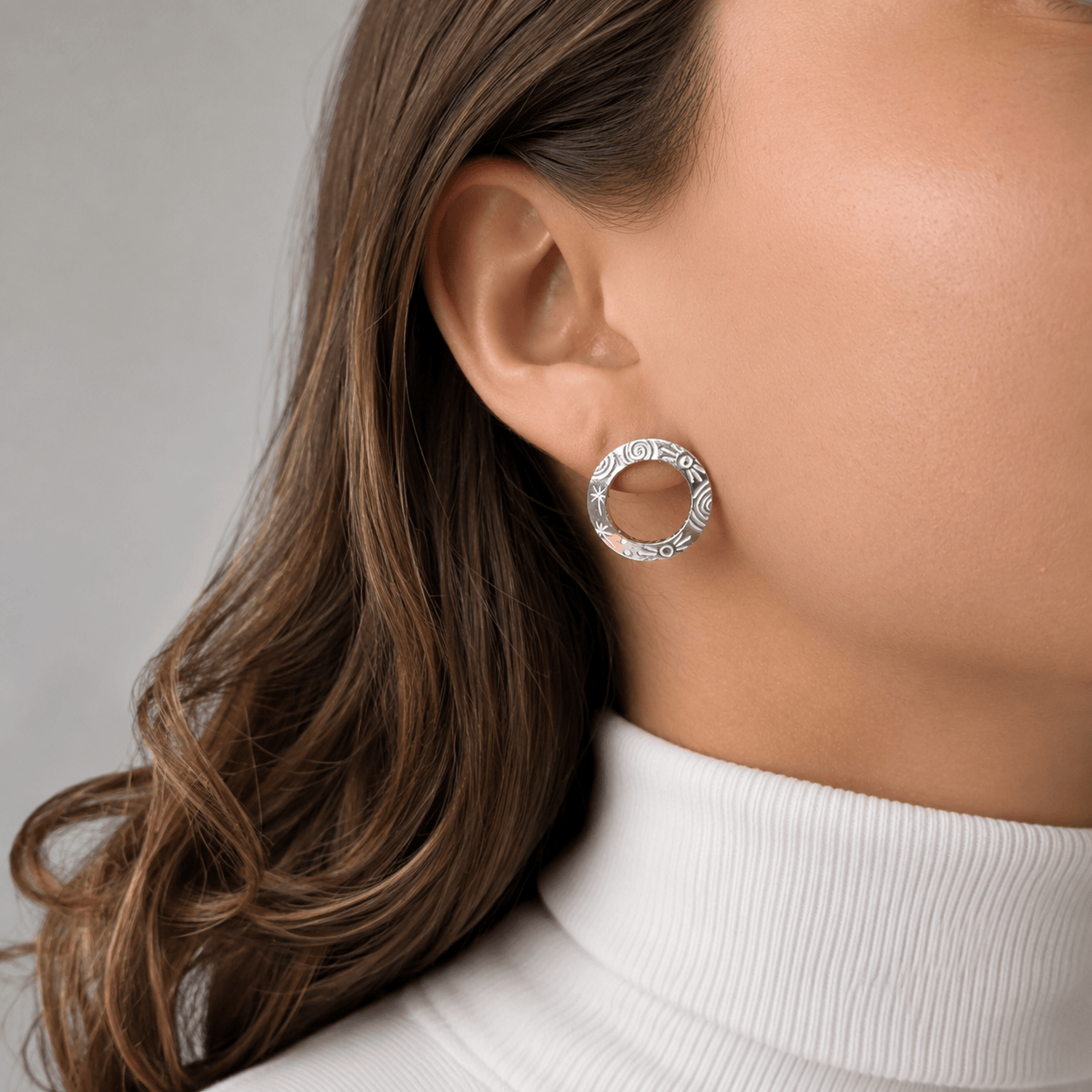 Martina Hamilton Earrings Heaven | Sterling Silver Circle Stud Earrings Medium