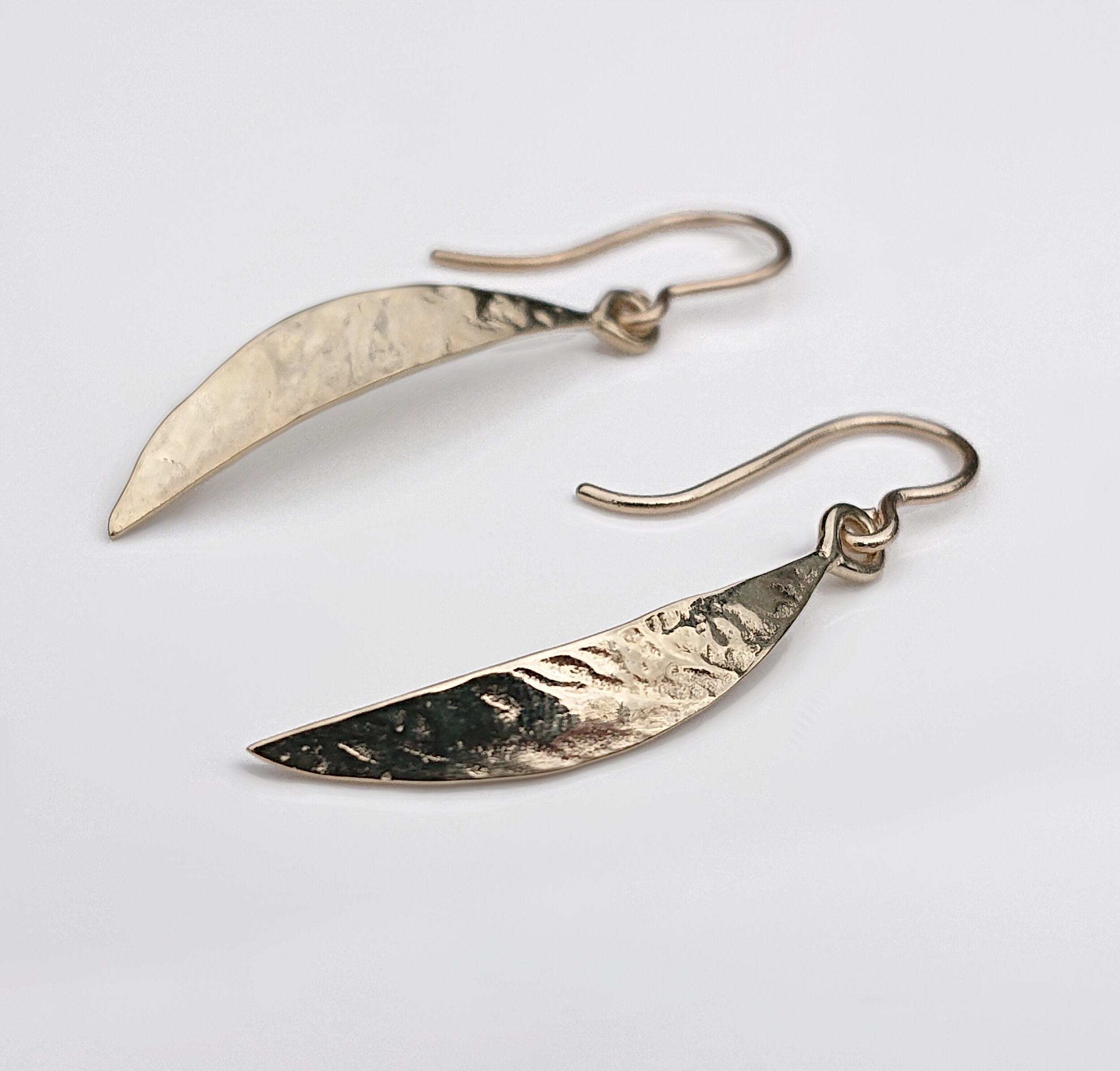 Martina Hamilton Earrings Leaf | 9ct Solid Gold Crescent Drop Earrings